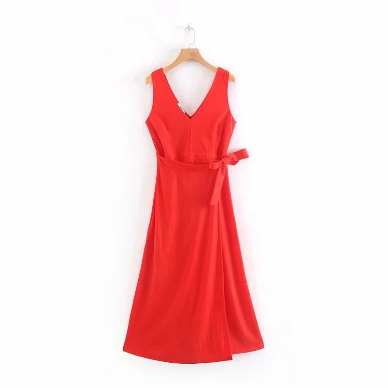 Красное женское платье из мягкой пряжи лето 2019 элегантные женские модные длинные