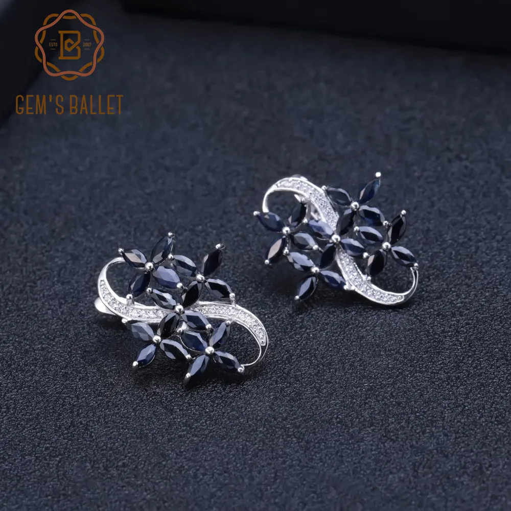 GEM'S балет 8.71Ct натуральный маркиз синий сапфир драгоценный камень элегантные серьги-гвоздики 925 пробы серебряные ювелирные изделия для женщин