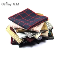 high quality hankerchief scarves plaid business suit hankies 100 cotton casual mens pocket square handkerchiefs 2525cm