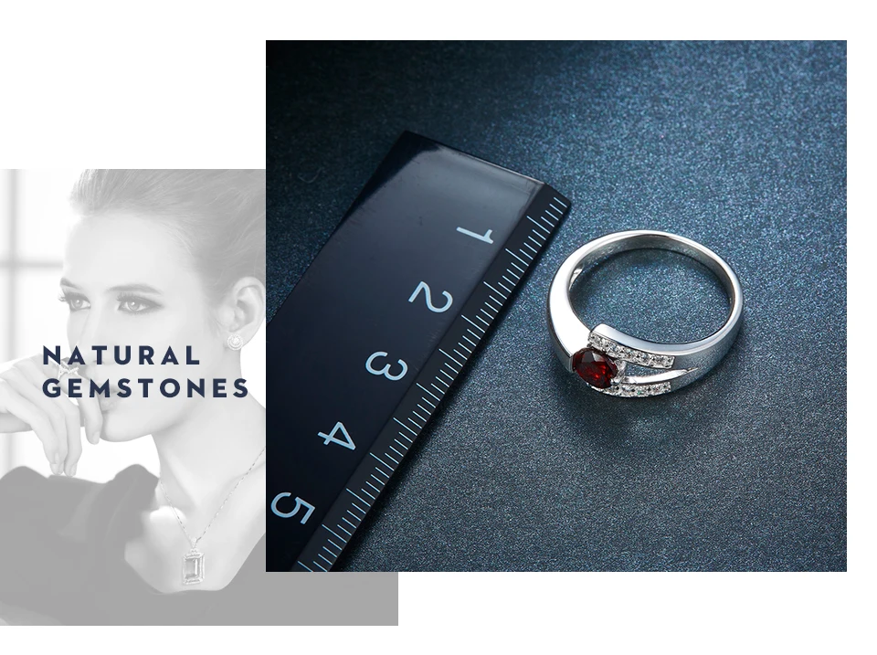 Hutang 0.6ct натуральный драгоценный камень красный гранат кольца твердые 925 пробы Серебряное кольцо в виде застежки ювелирные украшения лучший элегантный подарок для женщин Новинка