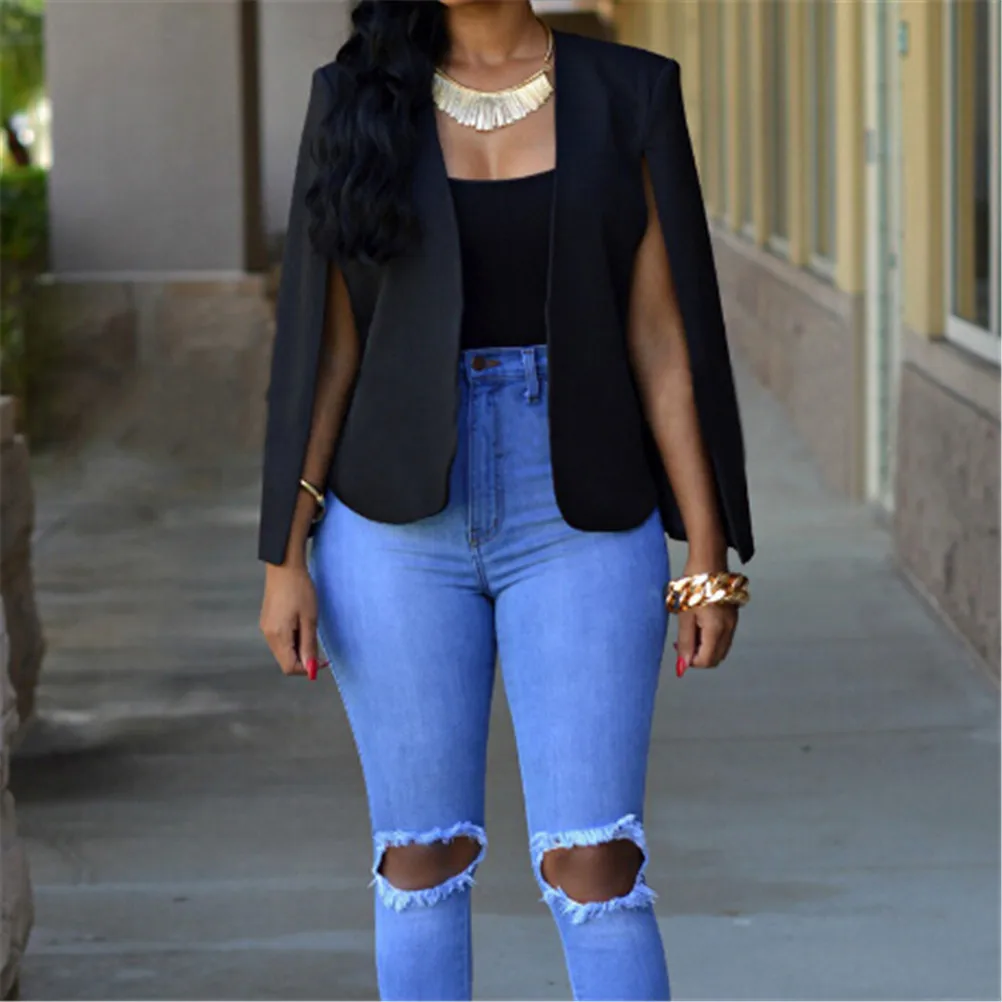 Женское повседневное длинное пальто пончо с накидкой и карманами|Женские куртки|