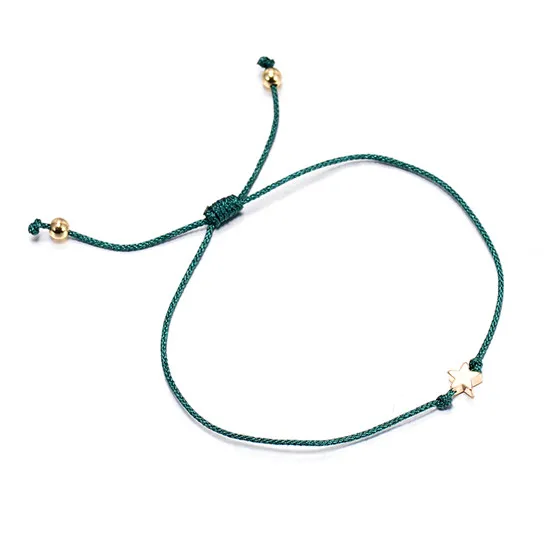 Green VEKNO DIY ручной работы Регулируемый веревочный браслет Каббала для женщин детская красная защита струны Блестящий Звездный браслет пара ювелирных изделий - Окраска металла: Green