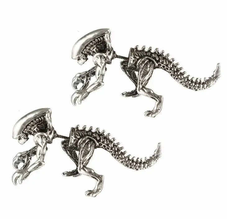Ancient Silver BRAVEKISS 3D древних серьги с динозаврами сплав скелет животного в натуральную величину преувеличенный Стад Серьги для женщин, ювелирные изделия для Для женщин повседневные/Подарочные новые BPE1392 - Окраска металла: Ancient Silver