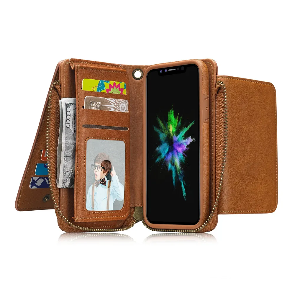 Luxury Women Handbag Genuine Leather Wallet Case For iPhone X Xr Xs Max Flip Cover Multi Card Slots Detached | Мобильные телефоны и