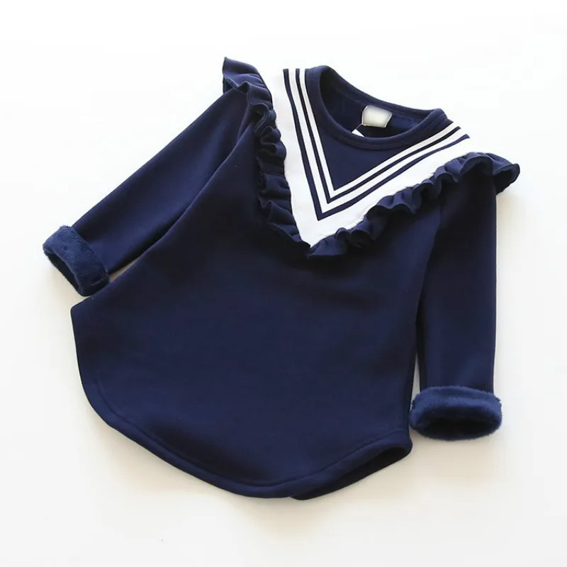 LSK Высокое Качество Вмс Стиль Воротник Девушки Длинные Обирали T рубашки Зимний