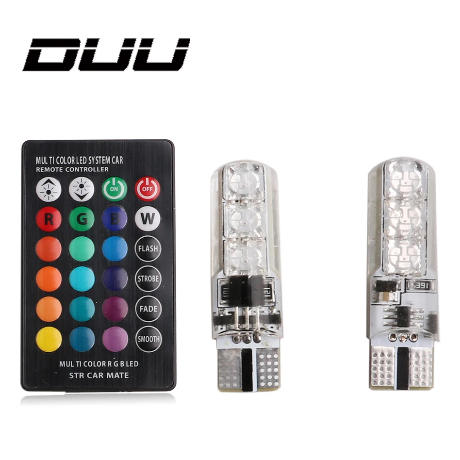 Светодиодные лампы DUU головного света T10 W5W RGB дистанционная CAN-шина без ошибок 6 SMD