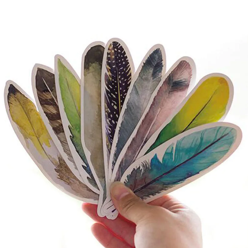 12packs/lot Nature flying feather paper bookmark Original gift book mark set School Stationery Office supplies G116