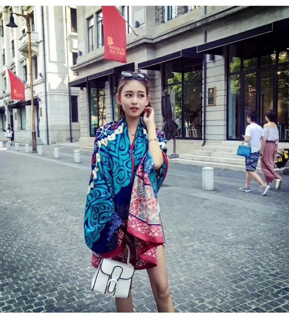 Hellenia 2018 Fashion Women Scarf Brand Multi Colors Print Luxury Spring Long Scarves Double side Flowers 100% Cotton | Аксессуары для