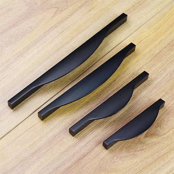 

2.5'' 3.75" 5" 6.3" Unique Kitchen Cabinet Handle Knob Matte Black Dresser Pull Drawer Pulls Handle Knobs Modern Cupboard Handle