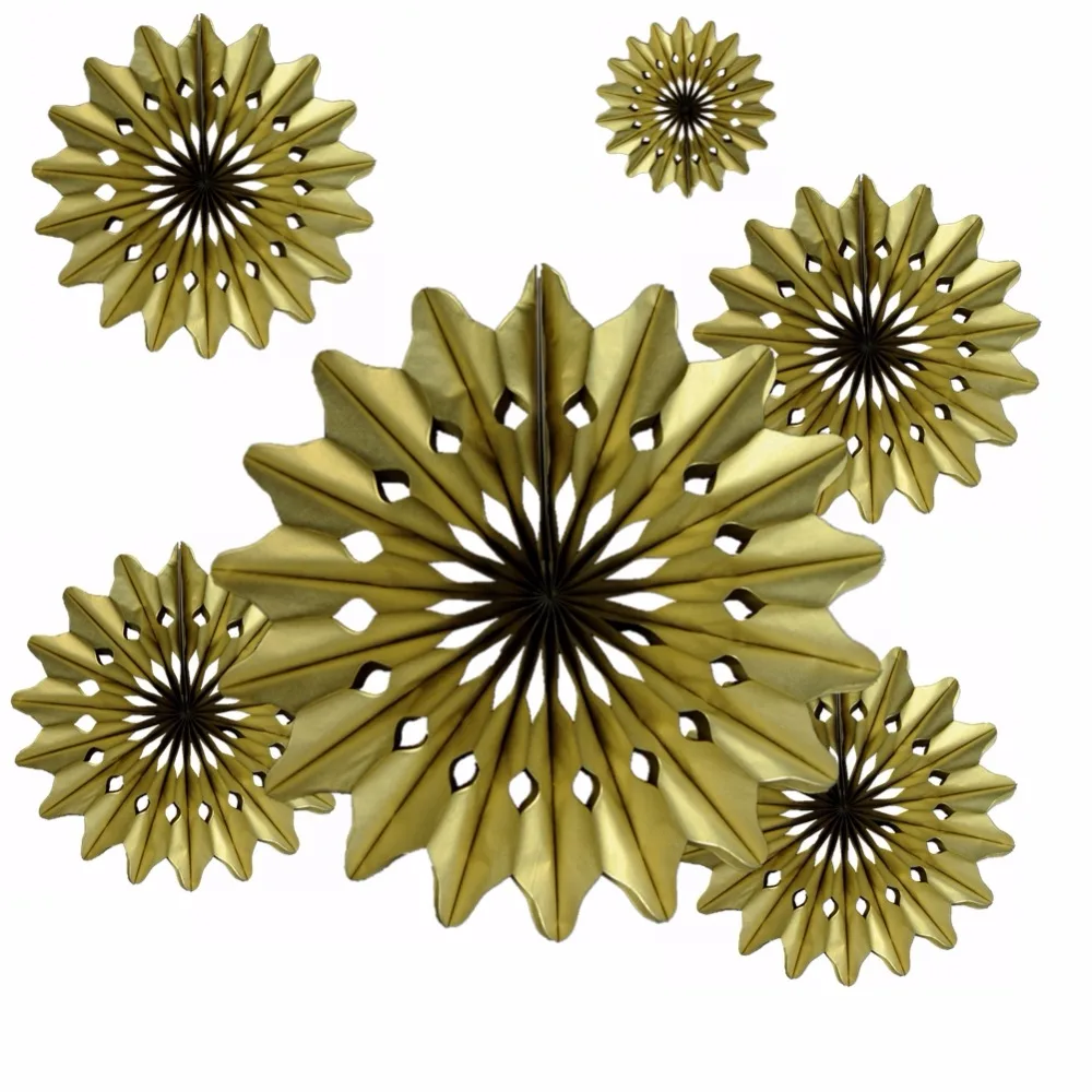 2 шт. Золотой 30 см Бумага вентилятор вырезы Изделия из бумаги День рождения