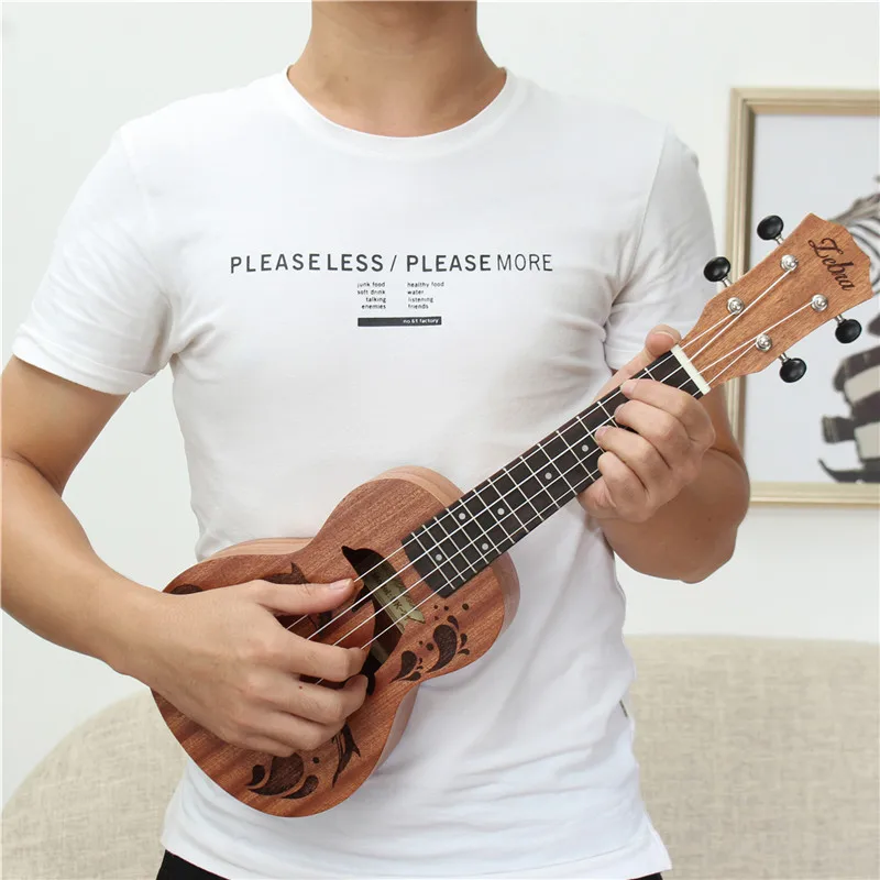 

Zebra 21 inch 15 Frets Soprano Ukulele Uke 4 Nylon Strings Sapele Rosewood Guitar Dolphin Pattern Universal Acoustic Instrument