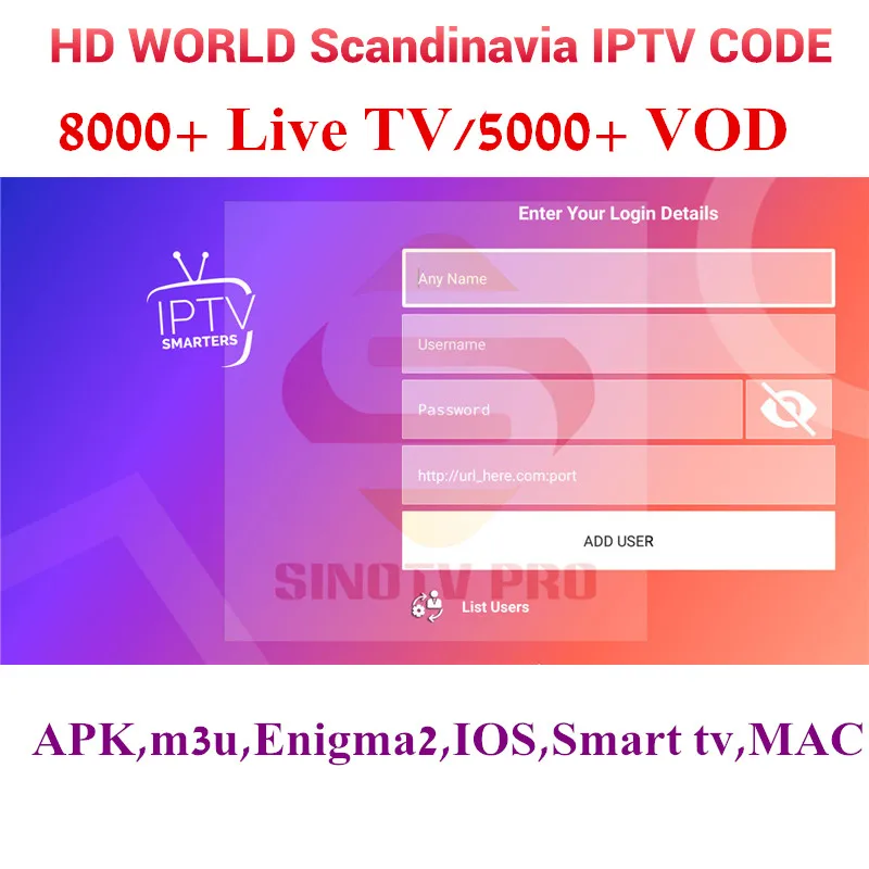 World IPTV подписка Европа SINO tv PRO бесплатный тестовый сервис Норвегия голландская Испания швейная ТВ коробка для android tv box smart IPTV приставка