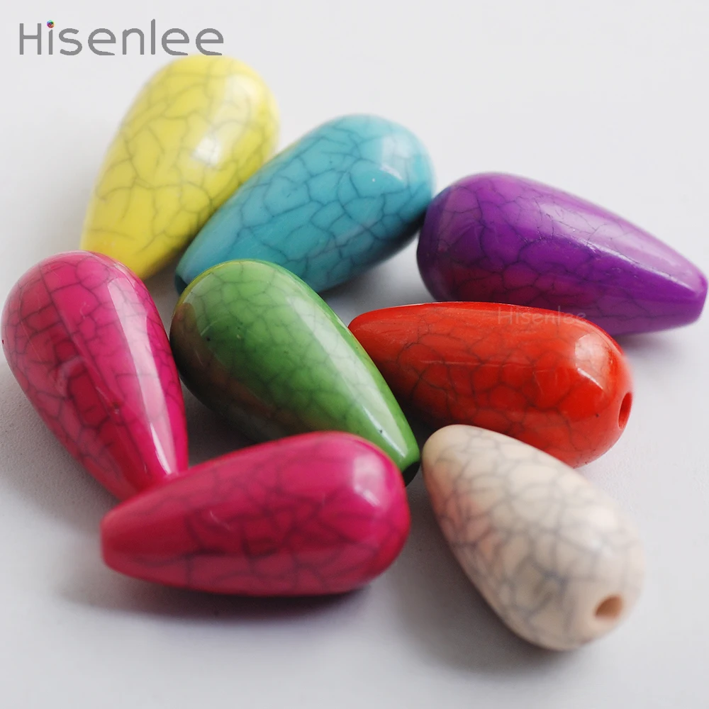 11x22mm Bracelet pendant ornament Acrylic Bead Smooth surface Crack pattern Water drop shape interval Beads 20pcs | Украшения и