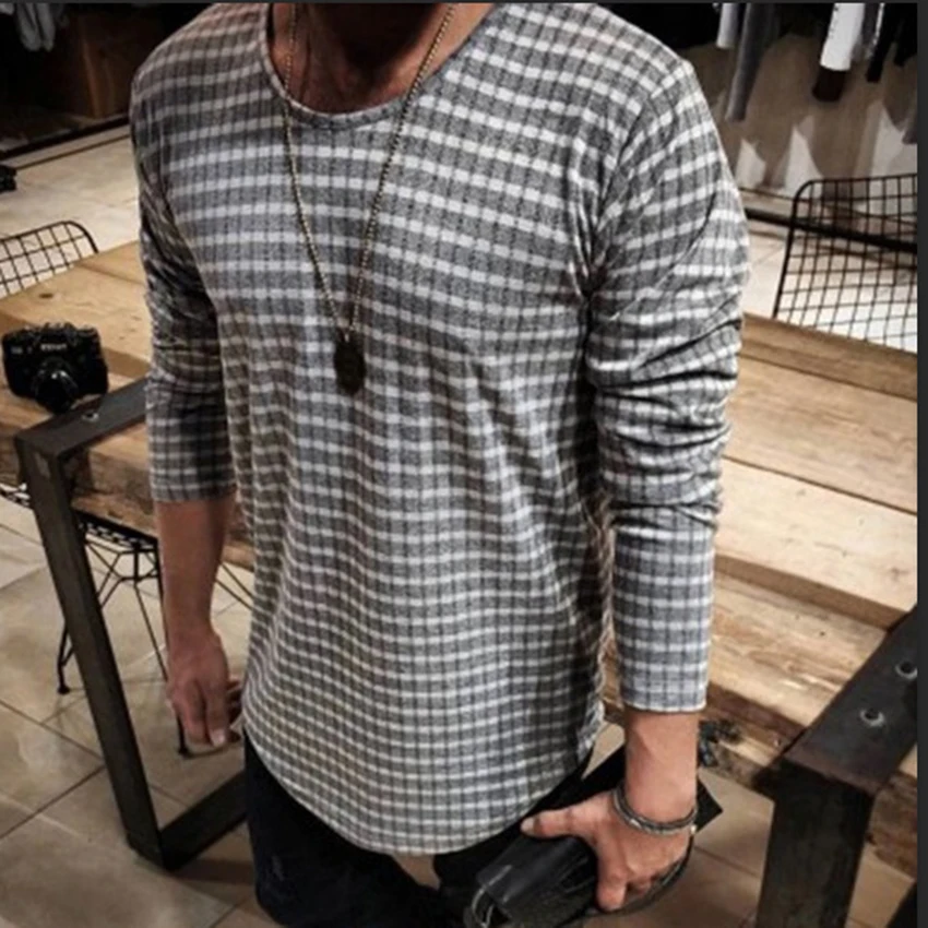 

New Men's Clothes Round-collar Men Long Sleeve Striped top Tshirt Casual Hip Hop Streetwear Tee Shirt Male T-shirts Clothing