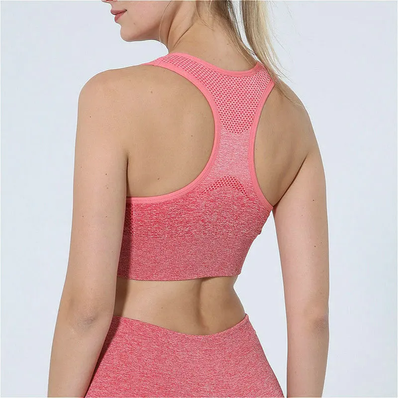 Ombre Energy Seamless Sports Bra Push Up Yoga For Women Gym Crop Top Racerback Workout Brassiere Fitness Tops Active Wear | Спорт и