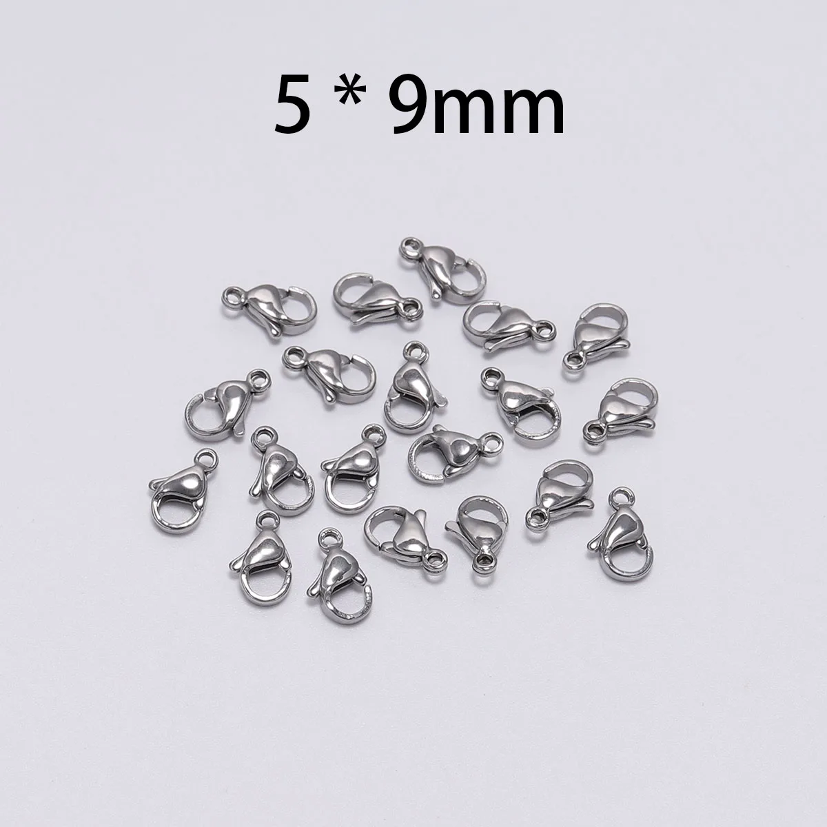 30pcs 5 x 9mm 30 шт./лот, 9, 10, 11, 12, 13, 15 мм, застежка-карабин из нержавеющей стали, крючки для самостоятельного изготовления ожерелья, браслета, цепочки, модные ювелирные изделия - Color: 30pcs 5 x 9mm