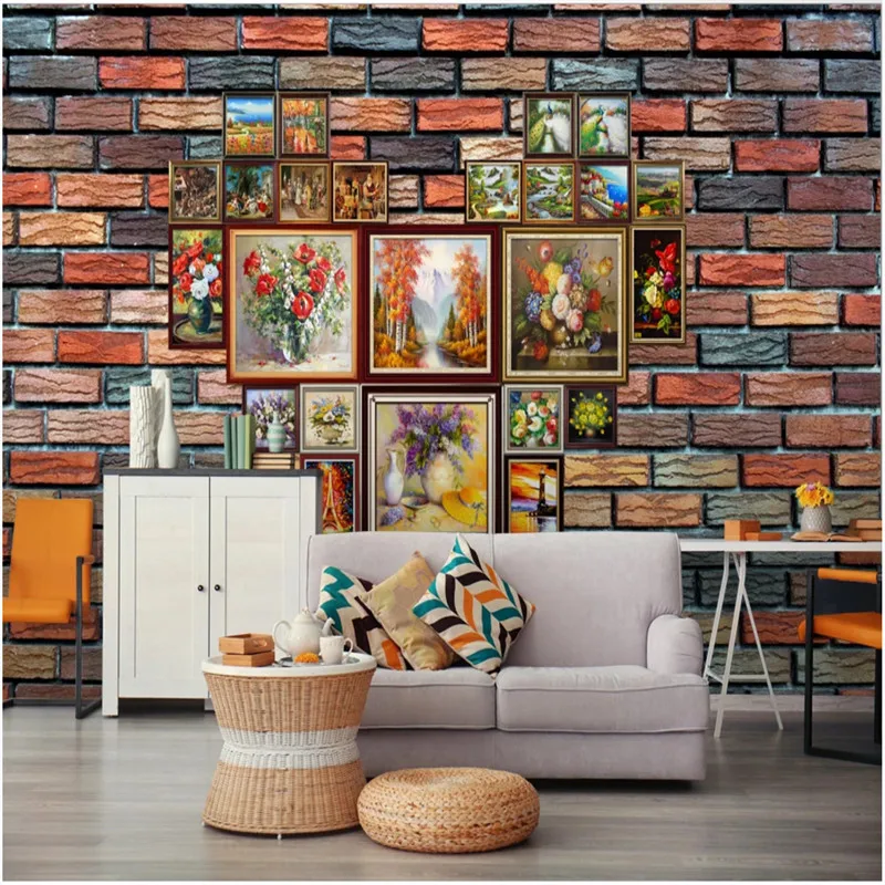 Большой HD кирпич обои 3D стереоскопическая Ручная роспись Картина маслом фото