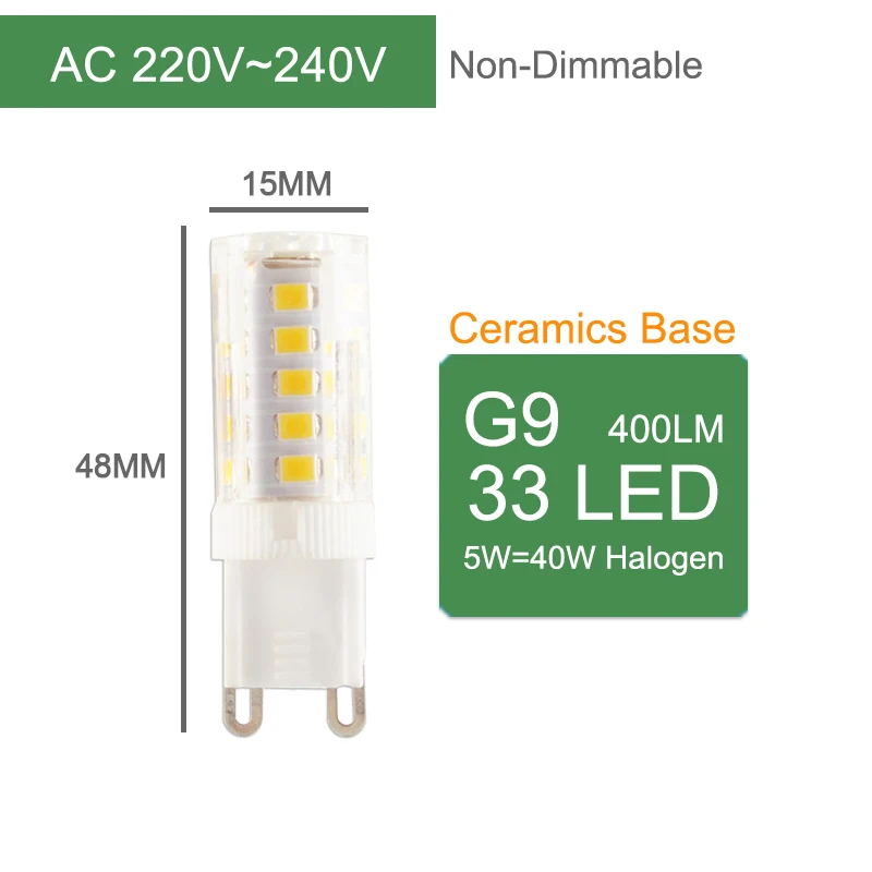 G9 220V 33LED NoDim Kaguyahime затемнения светодиодный G4 G9 E14 лампа керамические лампочки DC 12V AC 220V 3W 6W 9W COB G9 светодиодный G4 для сменная галогенн - Испускаемый цвет: G9 220V 33LED NoDim