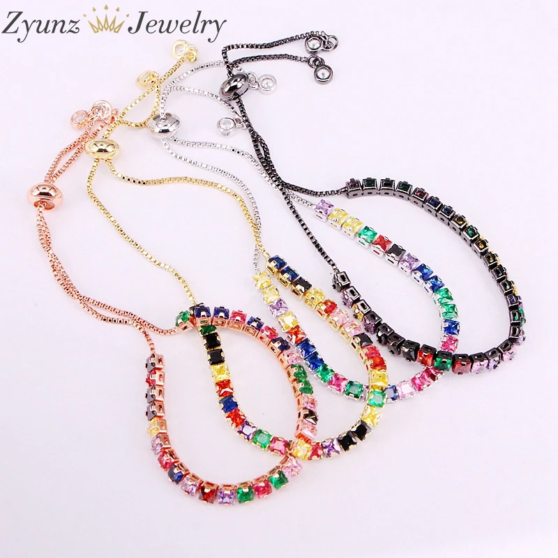 

Женские теннисные браслеты 10 шт., ширина 4 мм, с радужными фианитами и кристаллами в форме Зубцов, Подарочные ювелирные украшения