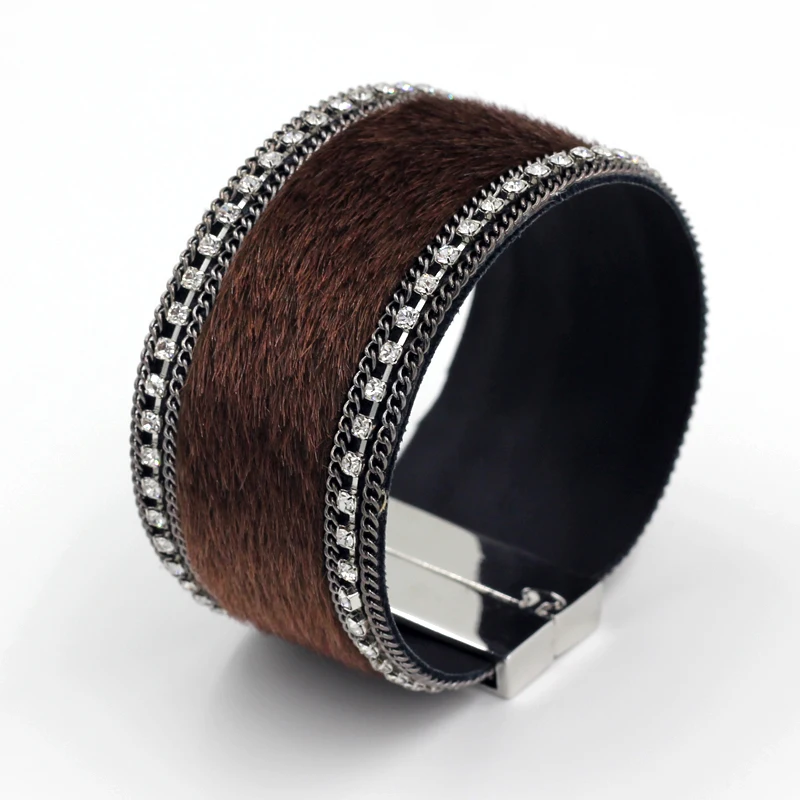 Vonnor Jewelry Для женщин плюшевые кожа Магнитная застежка Браслеты, белый, черный, зеленый, коричневый
