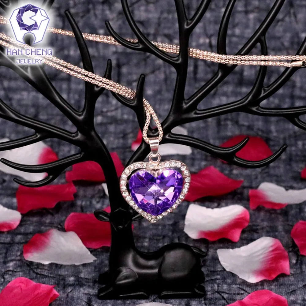 Модные стразы в виде сердечек океана ожерелья и подвески с кристаллами Золотая