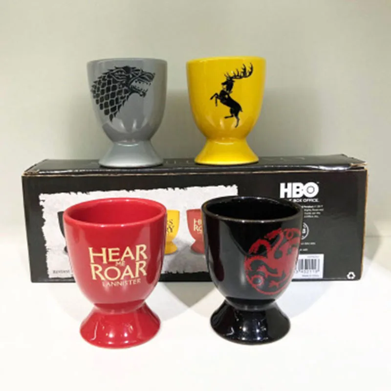 4Pcs Ceramic Cup 4 шт. Игра престолов Керамика Стакана Ликера духов чашки набор Саке винный набор посуда для напитков и 4 шт./компл. Нержавеющая сталь мини чашка - Цвет: 4Pcs Ceramic Cup