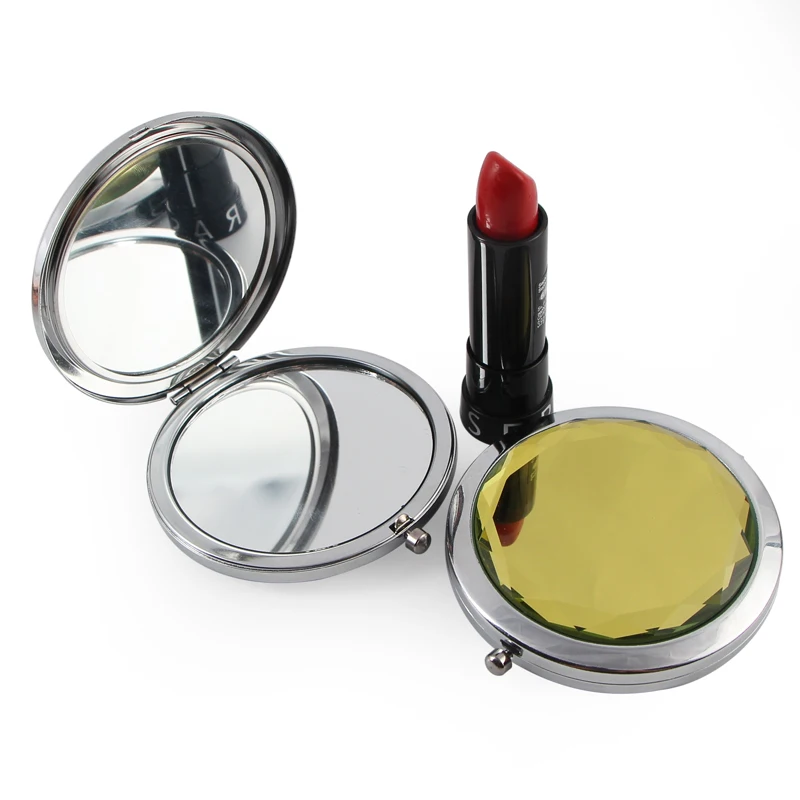 Прозрачное компактное зеркало с кристаллами дамская сумочка увеличительное для