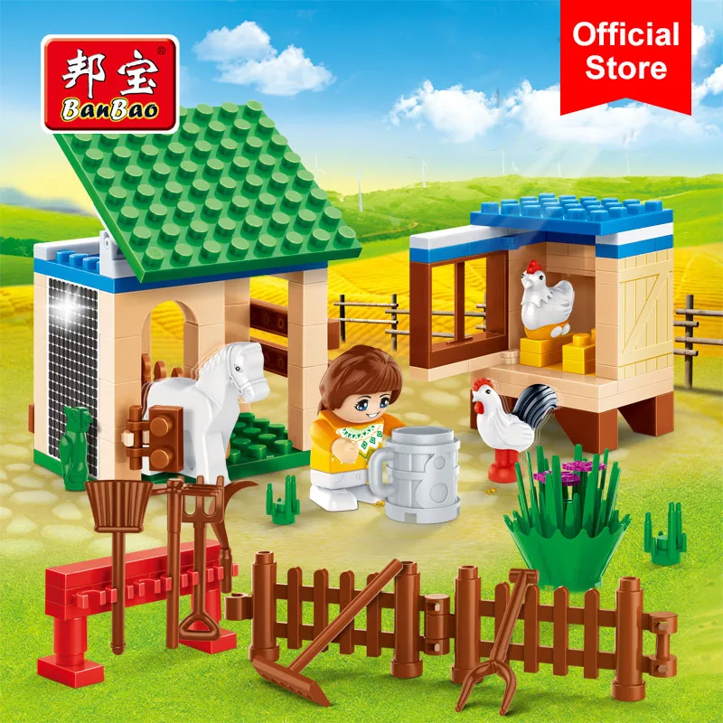 BanBao 8585 Pasture Ranch Horse Cock деревня кирпичи развивающие строительные блоки модель