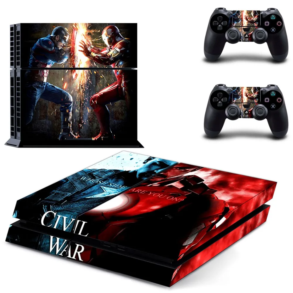 С героями комиксов Марвел, с изображением Капитана Америки, наклейка для PS4 виниловая наклейка, стикер для sony Playstation 4 консоли и 2 контроллеры наклейка для PS4 Стикеры