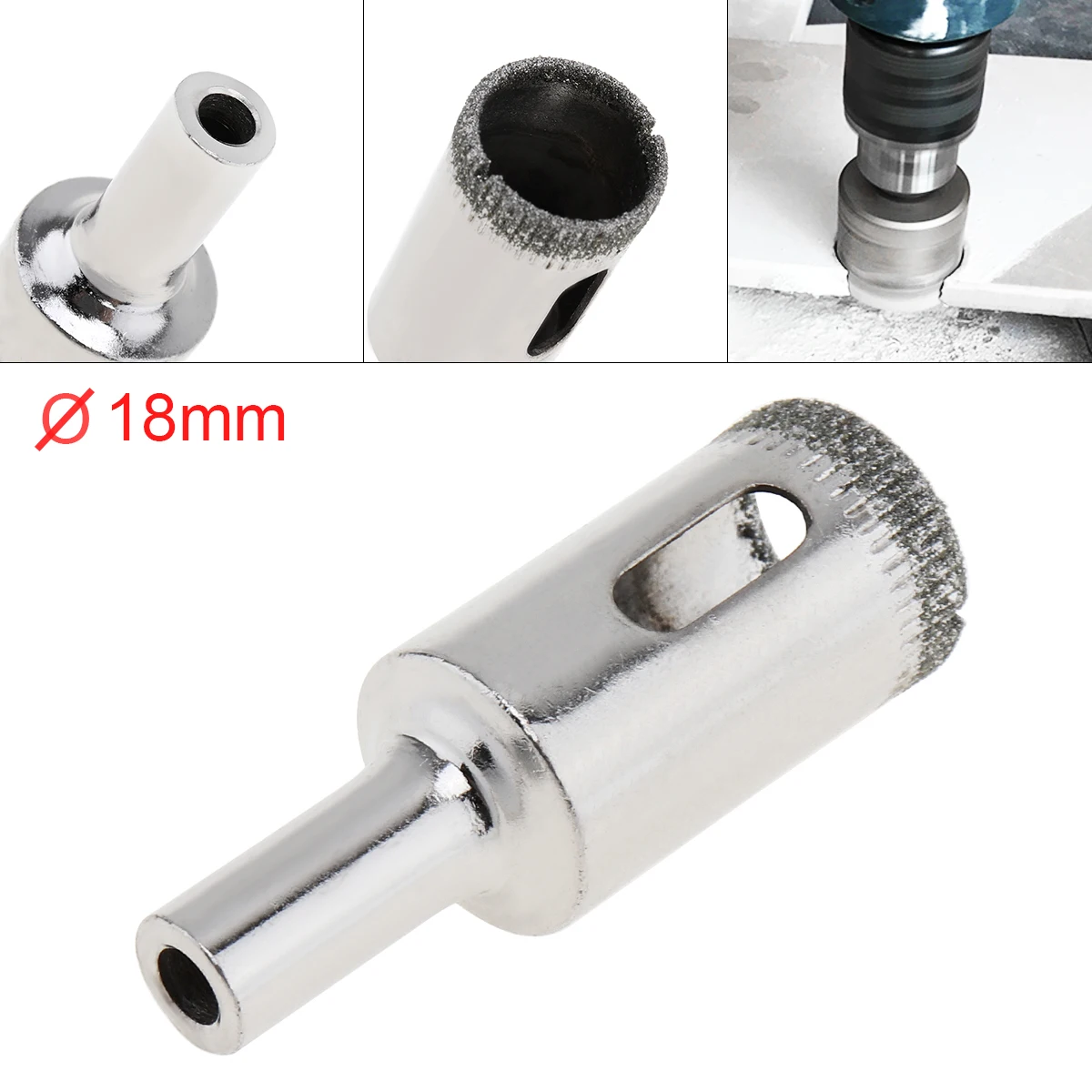

18mm Diamond Coated Core Hole Saw Drill Bit Set Tools Glass Drill Hole Opener for Tiles Glass Ceramic
