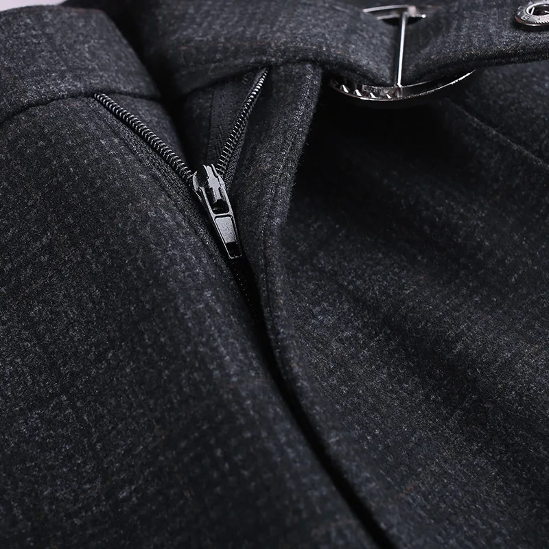 Женские осенние и зимние новые Клетчатые Шерстяные широкие брюки издание модные