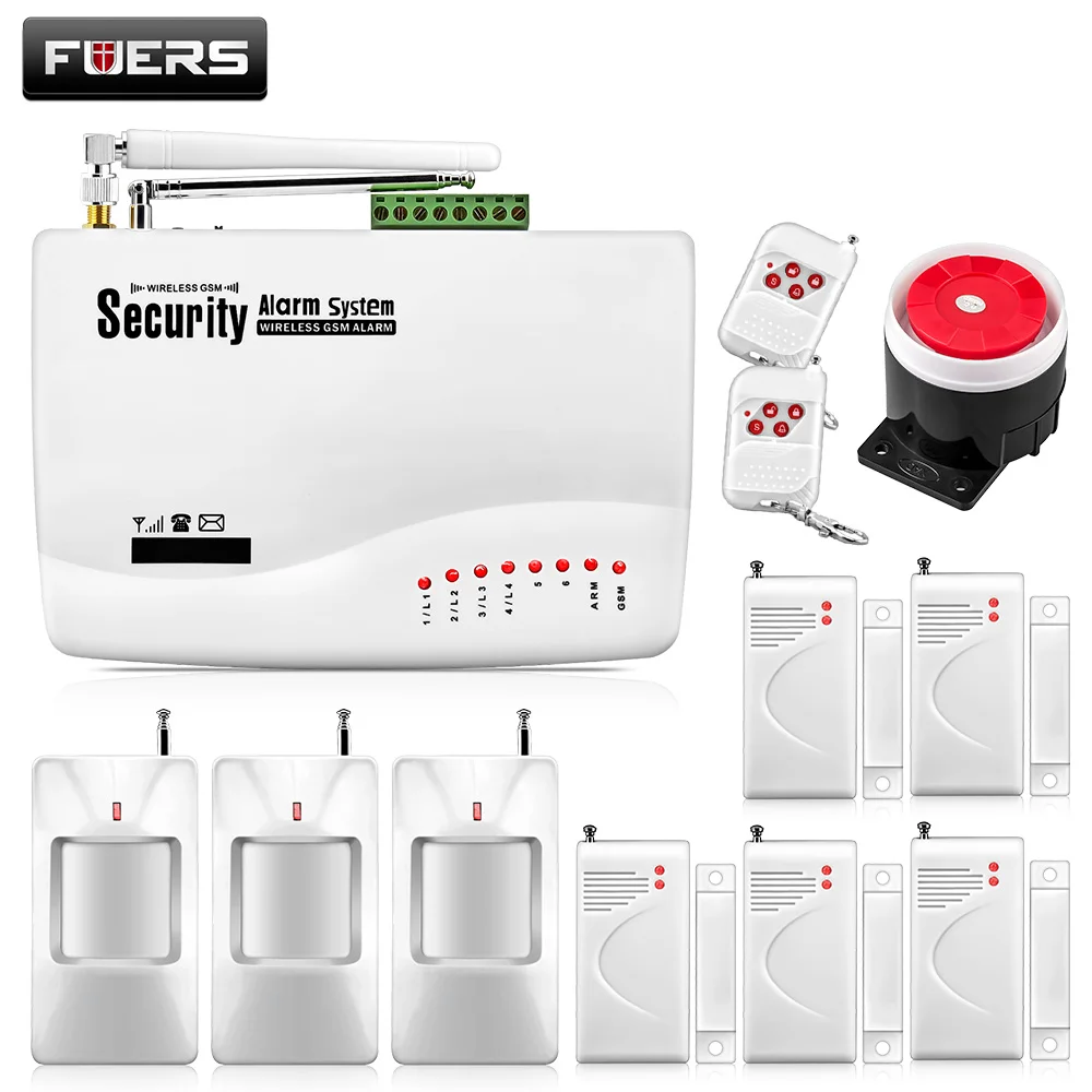 FUERS беспроводной GSM охранная сигнализация системы умный дом гараж детектор движения сенсор России/Английский Голос безопасности Автодозвон DIY Kit