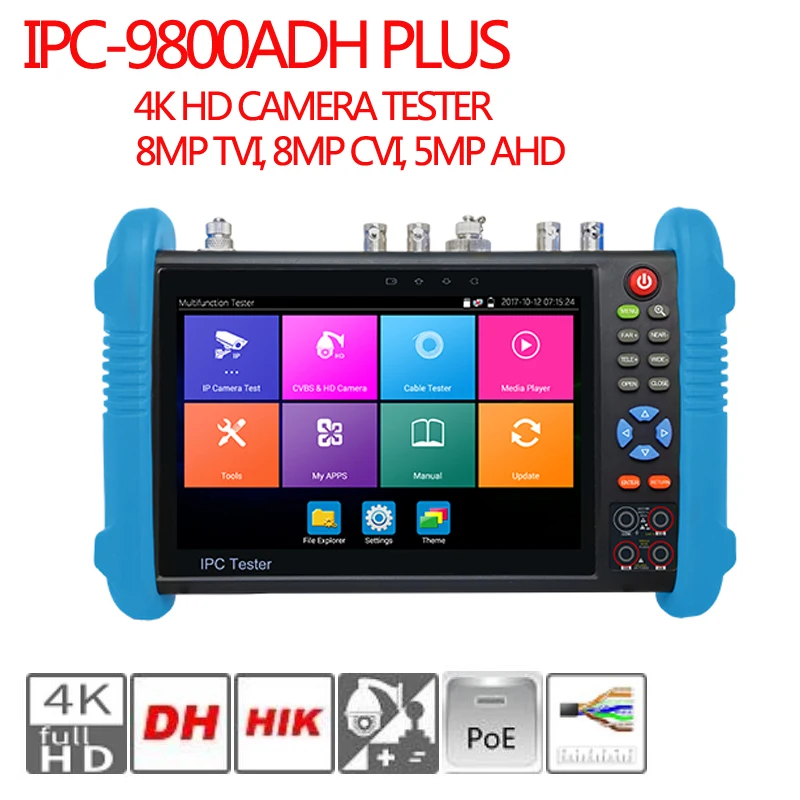 4K H.265 IP Камера тестер 8MP TVI/4MP CVI/5MP AHD IPC-9800Plus серии 7 дюймов IPS сенсорный экран wifi HD