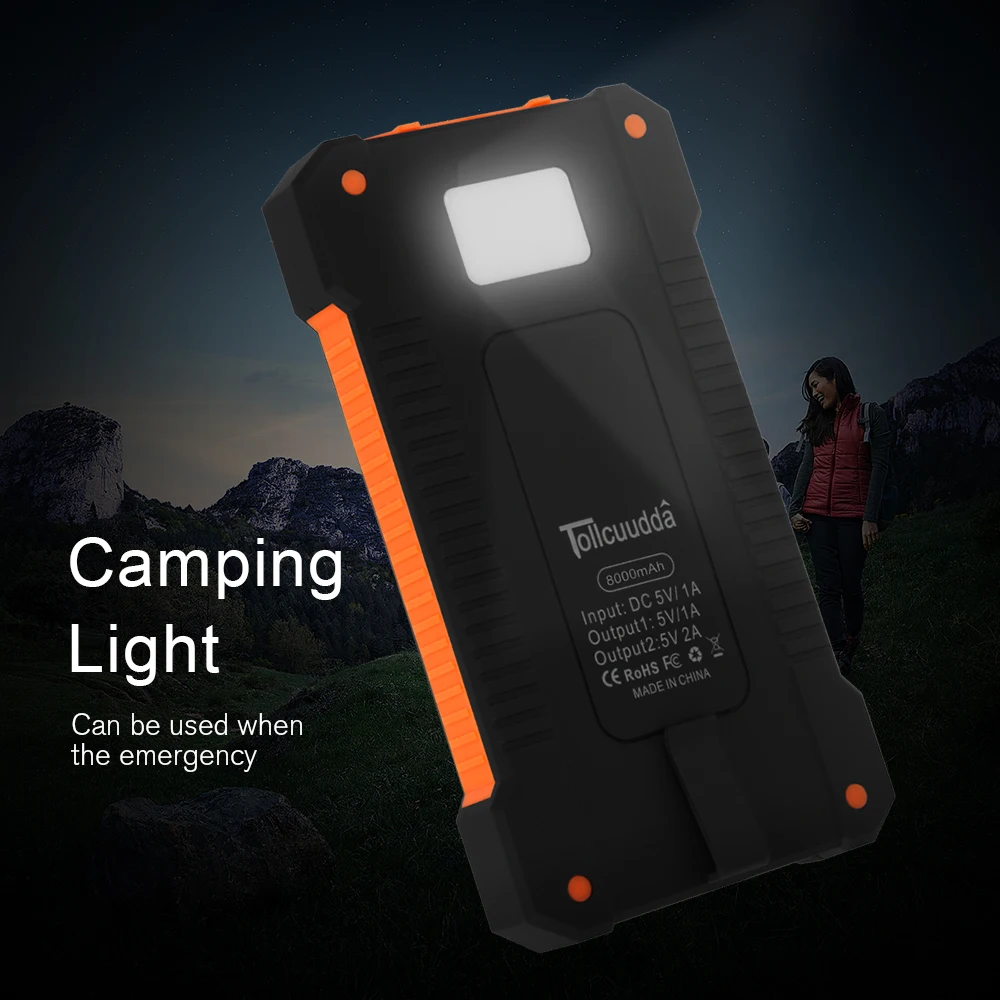Tollcuudda Solar Power Bank 10000mah Cell Phone External Poverbank Charger For Iphone Xiaomi Mi Battery Portable Bateria Externa | Мобильные