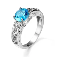 femme ring blue zircon natural crystal inlaid rings for women bijoux anillos rings for jewelry dropship bagues pour