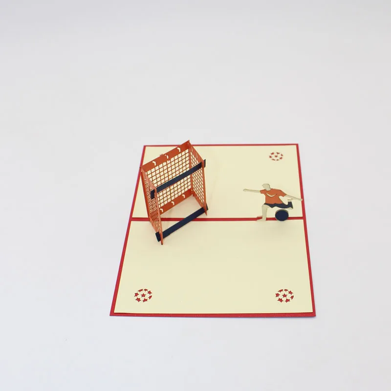 (10 шт./лот) Горячая продажа 3D ручной работы футболиста поздравительные карты с