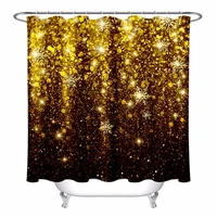 lb christmas black and gold glitter shower curtain with golden snowflakes bathroom waterproof polyester fabric for bathtub decor
