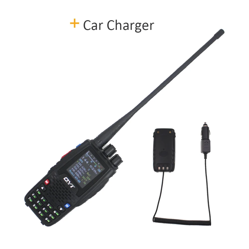 add car charger QYT KT-8R портативная рация четырехдиапазонная переносная любительская радиостанция Интерком KT8R цветной дисплей 5 Вт 2000 мАч fm-приемопередатчик - Цвет: add car charger