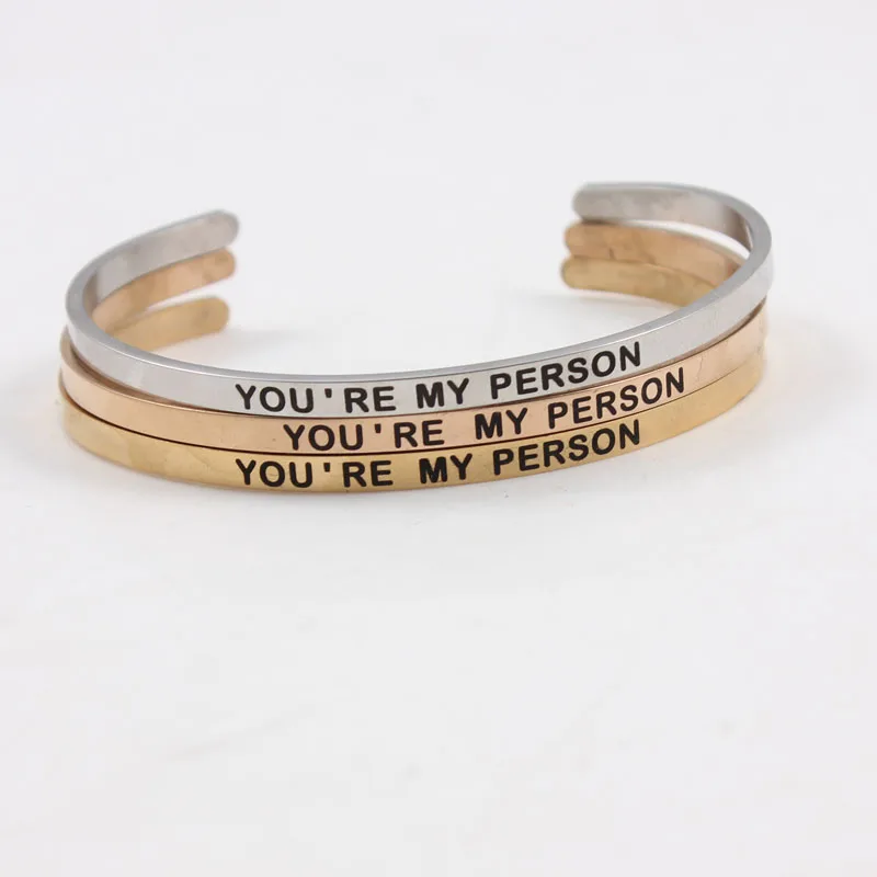 Розовое золото серебро на заказ с гравировкой YOU'RE MY PERSON вдохновляющие цитаты