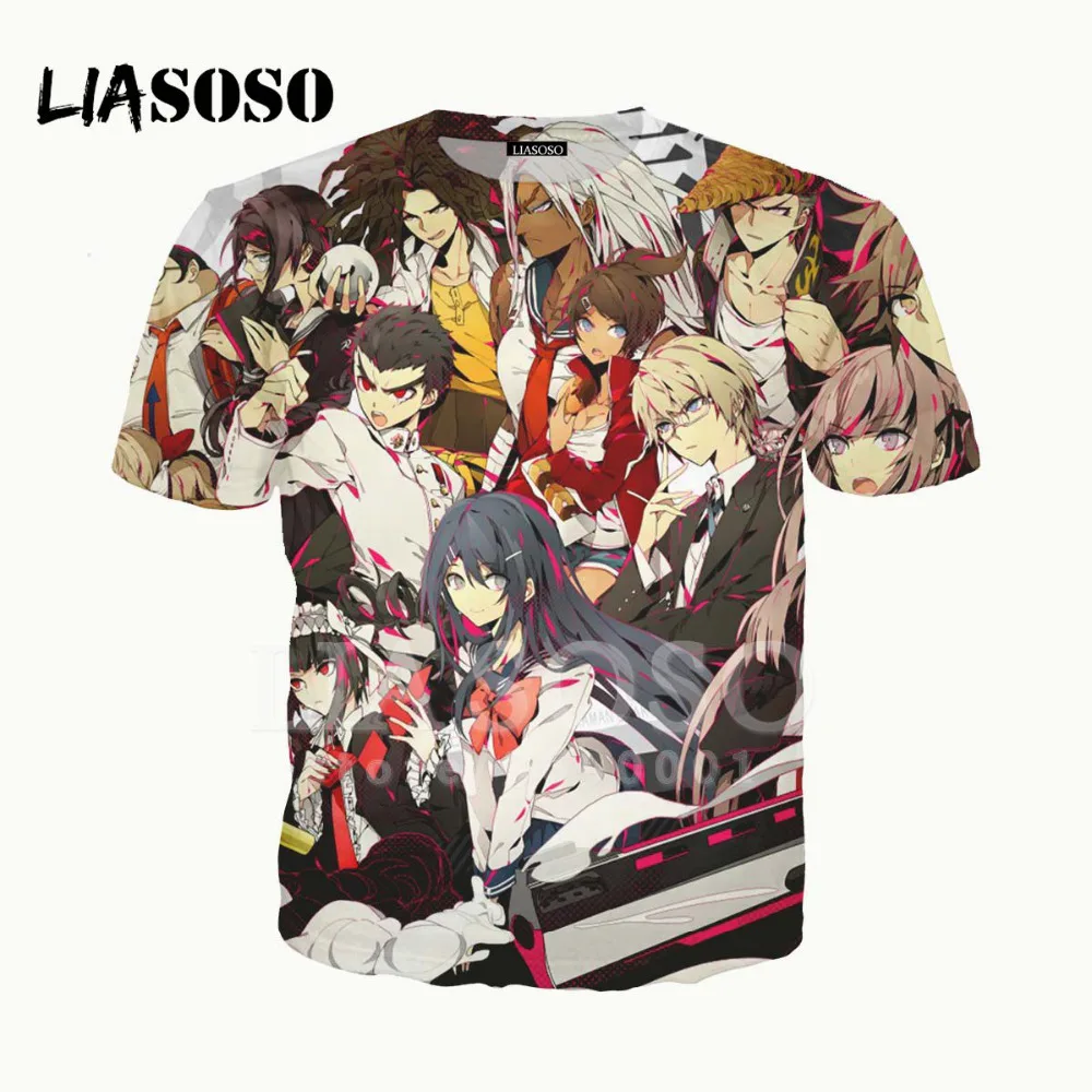 LIASOSO 3D принт для женщин и мужчин аниме Danganronpa Trigger Happy Havoc Kawaii футболка девочек