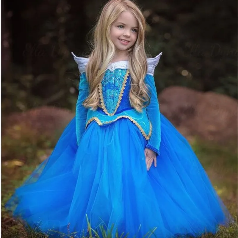 Fantasia Vestidos Girl Cosplay Dress Princess Sleeping Beauty Dresses For Girls Holiday Halloween Anna Elsa Role Play Costume | Детская