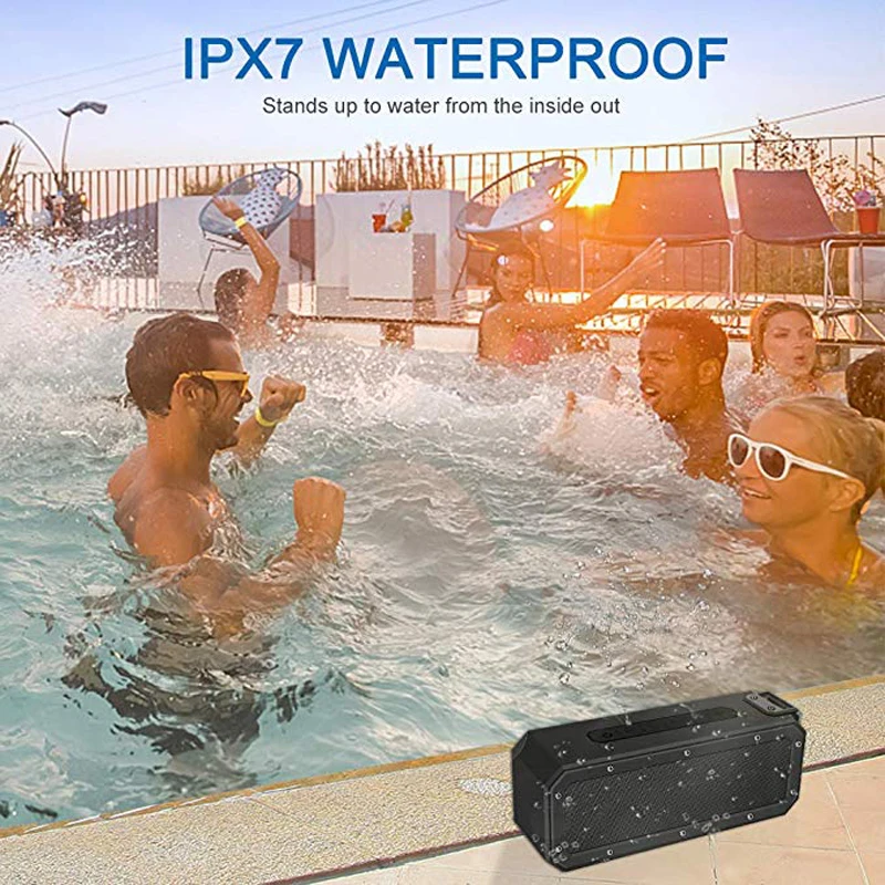 Bluetooth колонка 40 Вт IP7X водонепроницаемая Портативная супер бас сабвуфер Саундбар