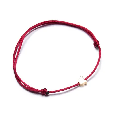 Wine red VEKNO прекрасный Минимальный Кот веревочный браслет для женщин девочек Регулируемый Красный веревочный браслет дети счастливый год Ювелирные изделия Подарки - Окраска металла: Wine red