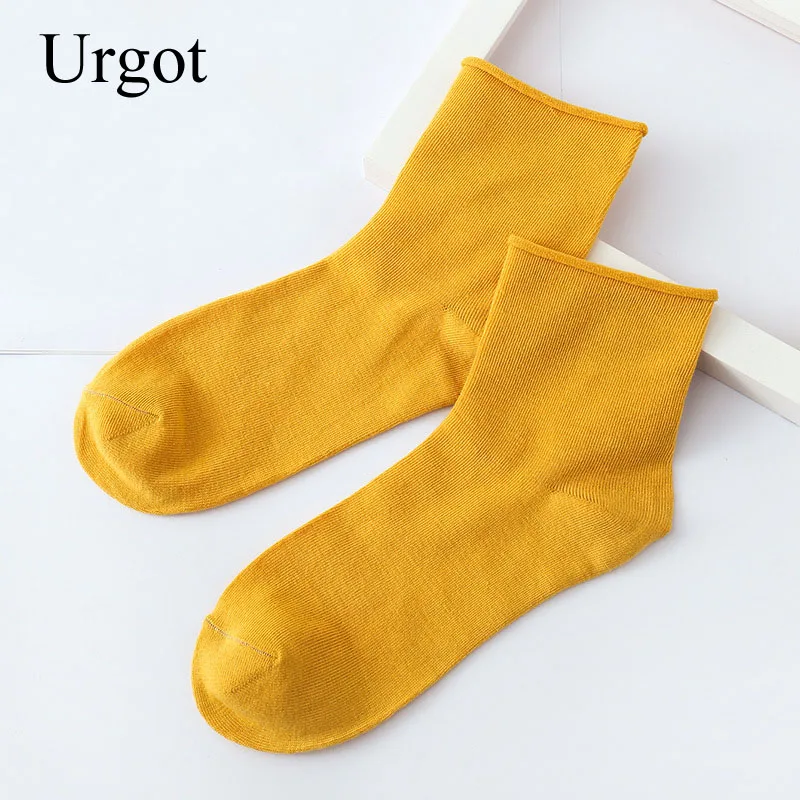 Urgot 10 пар/лот, женские носки, модные однотонные носки ярких цветов, простые весенне-осенние зимние женские хлопковые носки, Meias