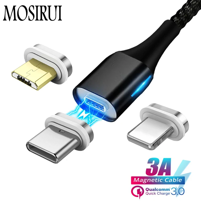 Магнитный кабель MOSIRUI для передачи данных Micro USB 3A быстрая зарядка 1 м Android Type C Apple