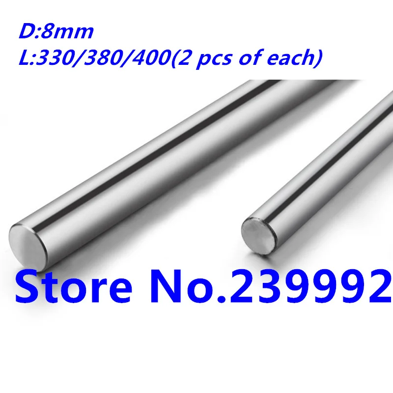 

linear shaft 8mm 330/380/400mm long harden linear rod chrome plated linear motion guide rail round rod 2 pcs of each length