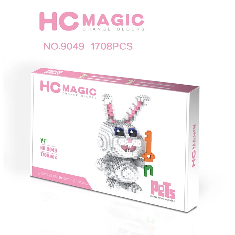 

Magic Diamond Building Blocks Bricks Cartoon Snowball Rabbit Anmie Model Friends Block Educational Toys for Children Boys Girls