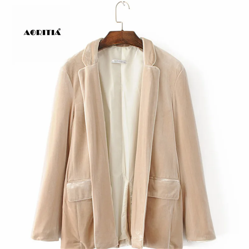 2017 Женский Новый Повседневный бархатный блейзер с длинным рукавом костюм