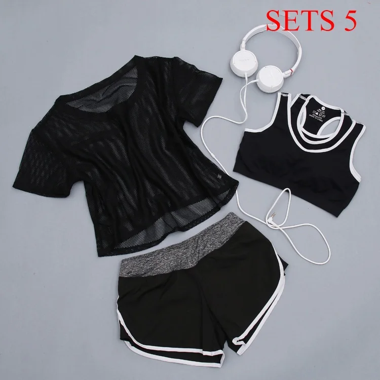 Women Sportwear 3 Pieces Suits Fitness Yoga Set T-Shirt&Bra&Shorts Sport Set Gym Clothes Sport Wear Training Suit Running,ZF197