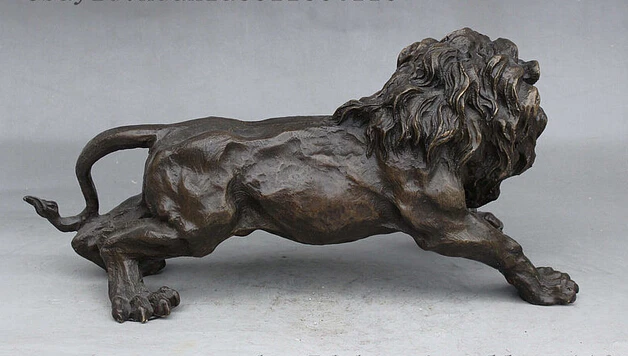Lat&oacute;n decoraci&oacute;n lat&oacute;n puro buen valor 7 de la suerte "China feng-shui tradicional lat&oacute;n tallado &eacute;xito feroz fuerte Le&oacute;n Animal arte-2